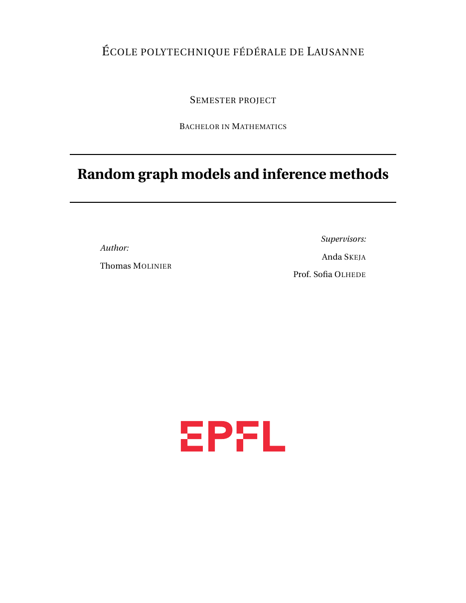 First page of Random Graph Models and Inference Methods