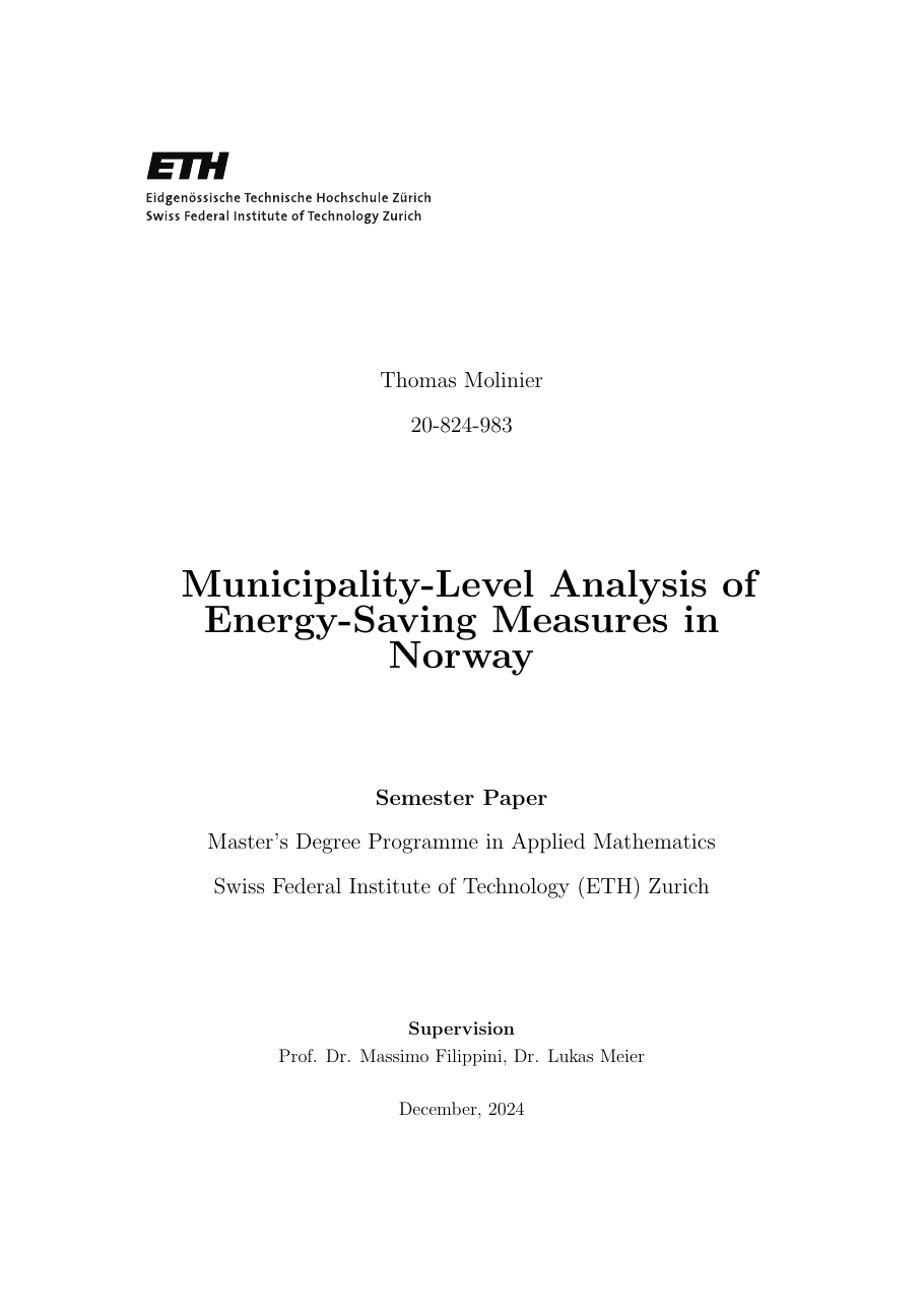 First page of Municipality-Level Analysis of Energy-Saving Measures in Norway